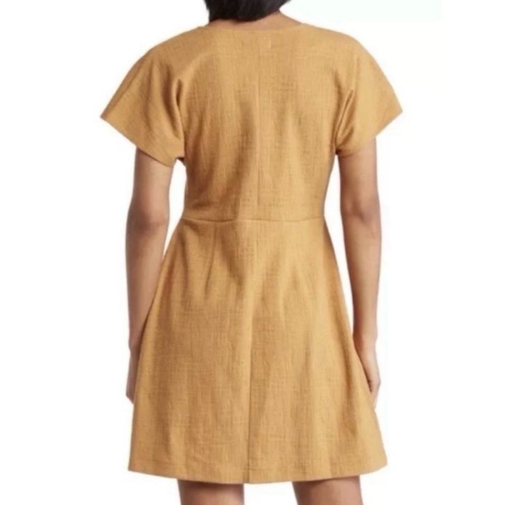 Madewell Cross Front Flutter Sleeve Mini Dress Toffee Brown Size M - Picture 2 of 6
